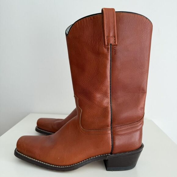 Vintage Sears Boots Mens 11D Brown Leather Square Toe Campus Work Western USA Md main image 10